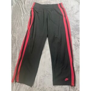 Vintage Nike Mens Track Pants XXL Black Red Striped Athletic Ankle Zip 36X32